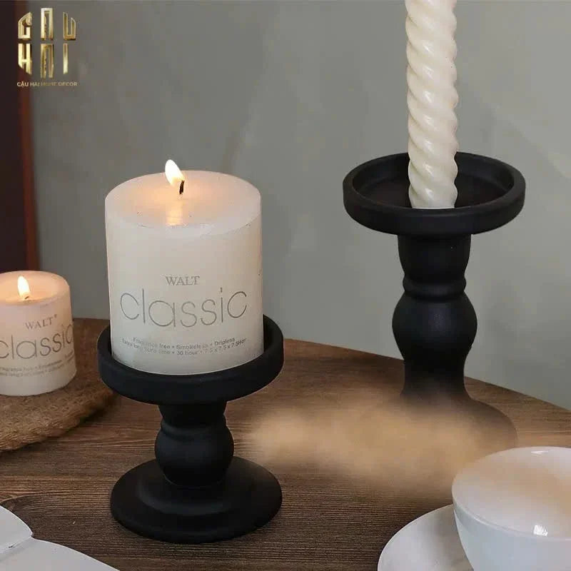 SET 3 ĐẾ NẾN THUỶ TINH ĐEN LACQUERED CRYSTAL - CẬU HAI HOME DECOR