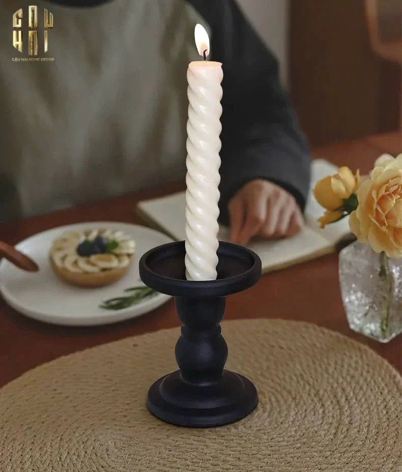 SET 3 ĐẾ NẾN THUỶ TINH ĐEN LACQUERED CRYSTAL - CẬU HAI HOME DECOR