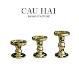 SET 3 ĐẾ NẾN THUỶ TINH GOLD LACQUERED CRYSTAL - CẬU HAI HOME DECOR