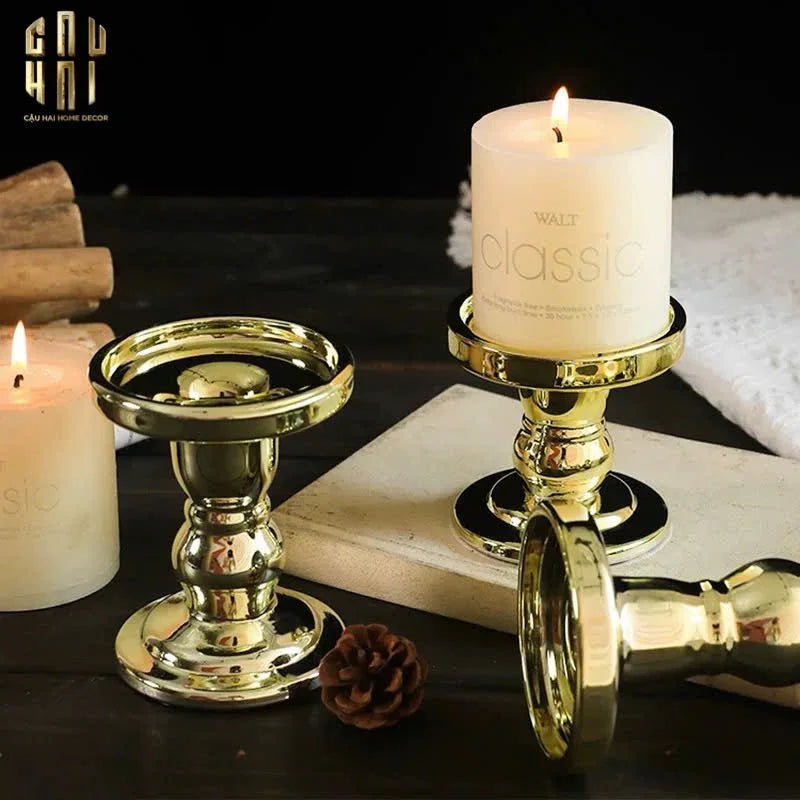 SET 3 ĐẾ NẾN THUỶ TINH GOLD LACQUERED CRYSTAL - CẬU HAI HOME DECOR