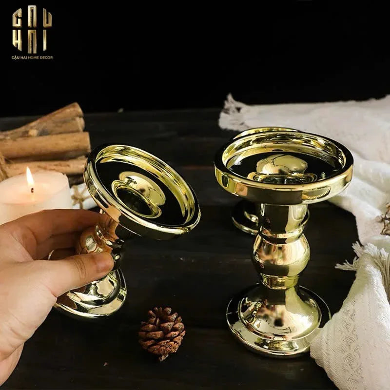 SET 3 ĐẾ NẾN THUỶ TINH GOLD LACQUERED CRYSTAL - CẬU HAI HOME DECOR