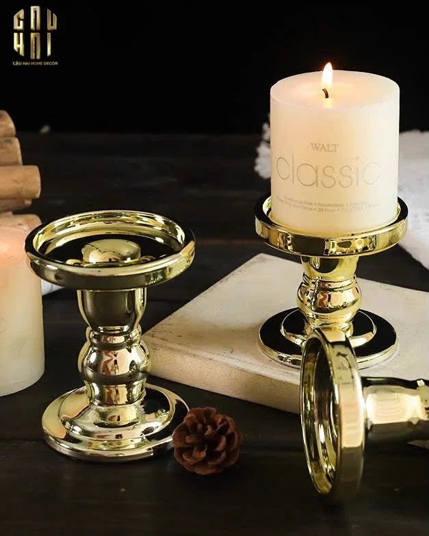 SET 3 ĐẾ NẾN THUỶ TINH GOLD LACQUERED CRYSTAL - CẬU HAI HOME DECOR