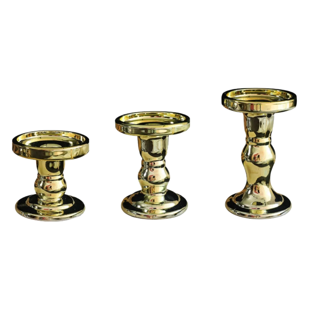 Set 3 Đế Nến Thuỷ Tinh Gold Lacquered Crystal-ĐẾ NẾN-Đối tác tại Trung Quốc theo từng đơn đặt hàng-CẬU HAI HOME DECOR