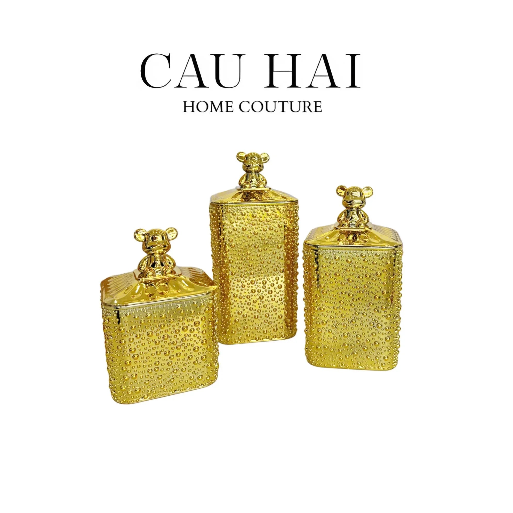 Set 3 Lọ Pantry Acry - Éclat Luxe Bear-CẬU HAI HOME DECOR