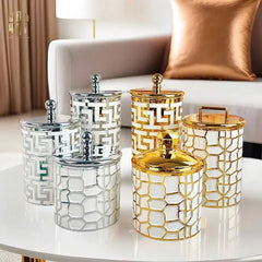 Set 3 Lọ Pantry Acry - Platinum Greek Key-CẬU HAI HOME DECOR