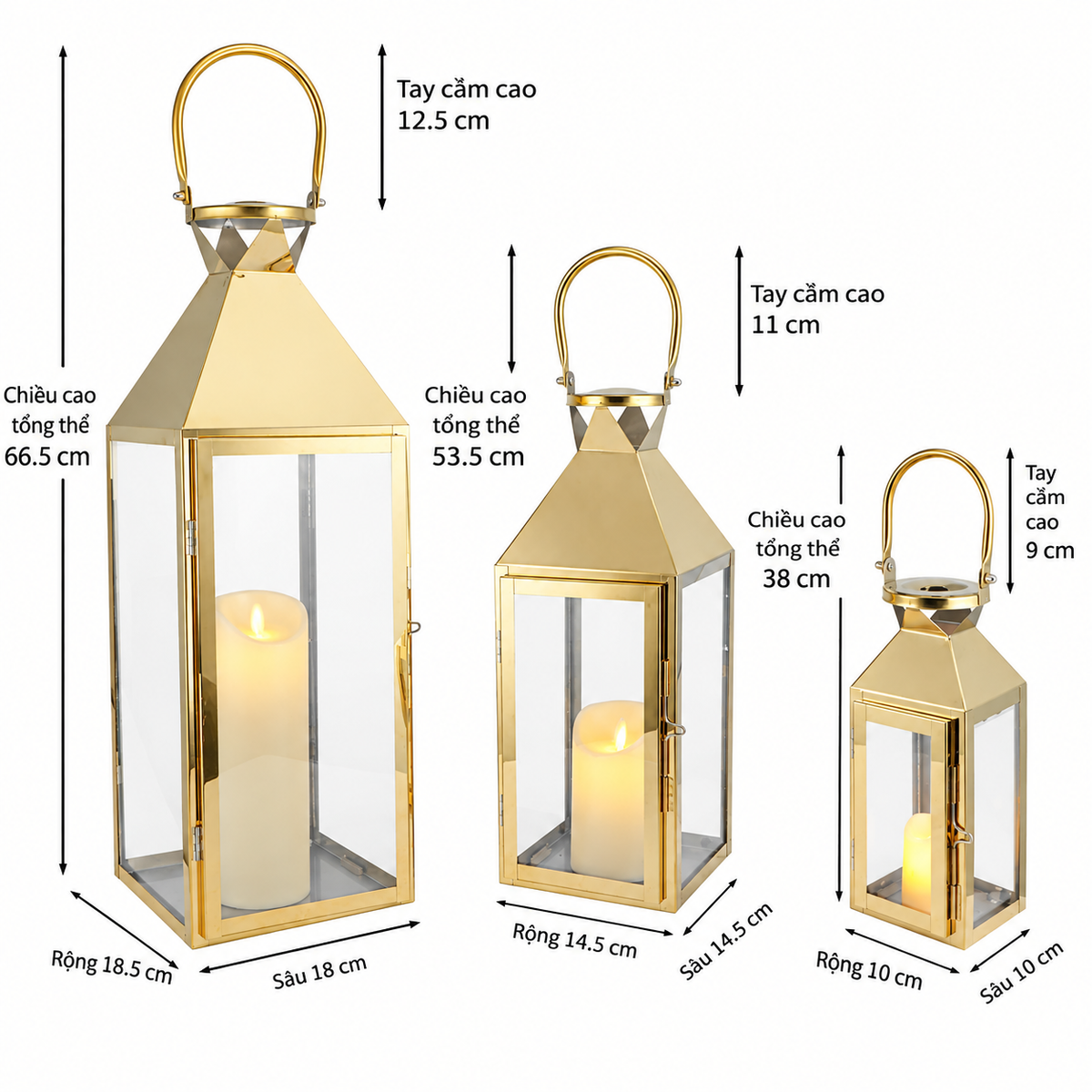 Set 3 Lồng Đèn Metal Lantern Lumière D’Or-ĐÈN TRANG TRÍ-CẬU HAI HOME DECOR-CẬU HAI HOME DECOR