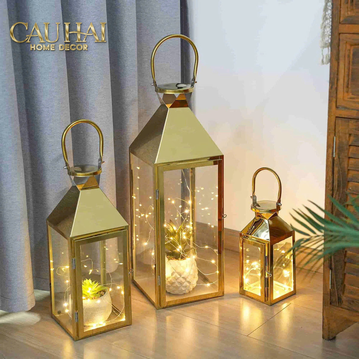 Set 3 Lồng Đèn Metal Lantern Lumière D’Or-ĐÈN TRANG TRÍ-CẬU HAI HOME DECOR-CẬU HAI HOME DECOR