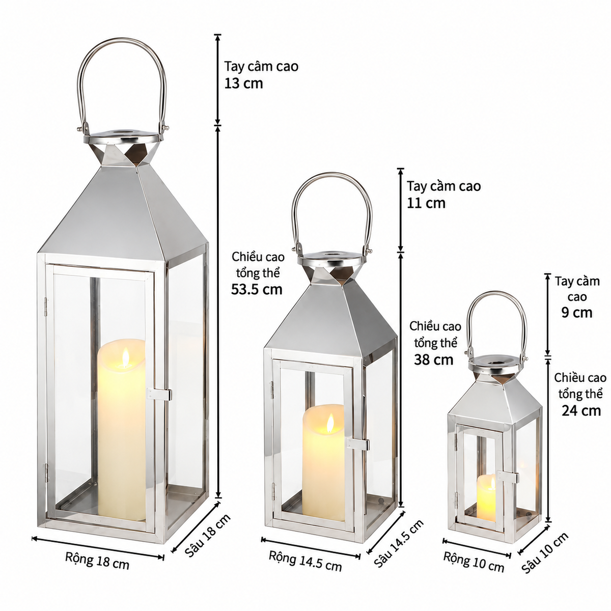 Set 3 Lồng Đèn Metal Lantern Lumière Sterling-ĐÈN TRANG TRÍ-CẬU HAI HOME DECOR-CẬU HAI HOME DECOR