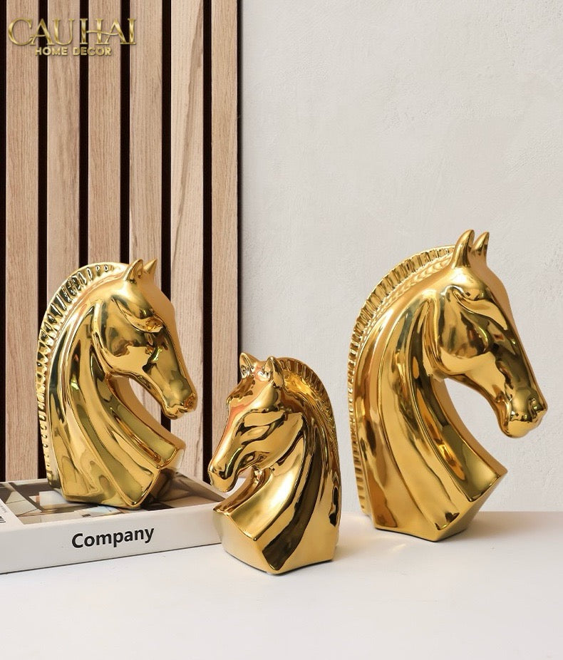 SET 3 TƯỢNG NGỰA GILDED CHEVAUX FW25-CẬU HAI HOME DECOR