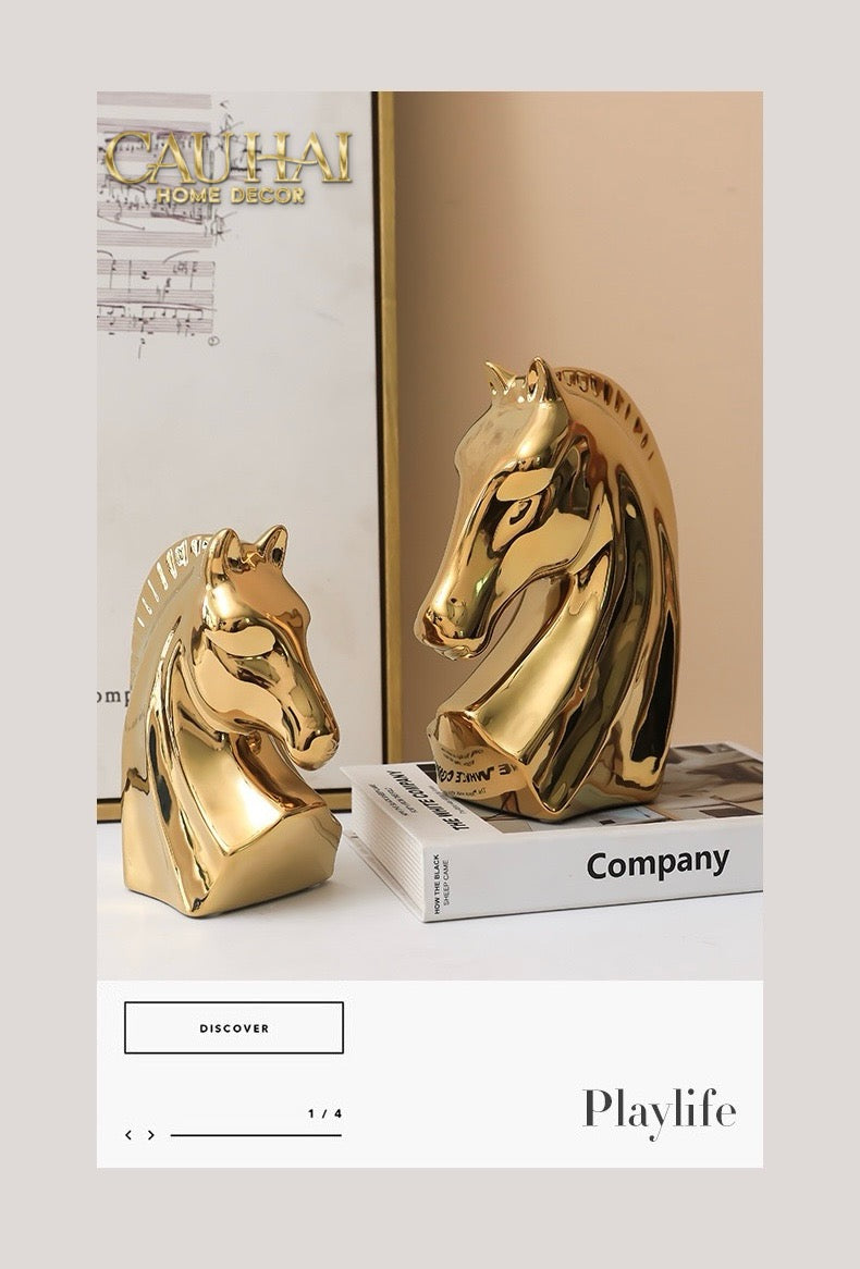 SET 3 TƯỢNG NGỰA GILDED CHEVAUX FW25-CẬU HAI HOME DECOR