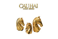 Set 3 Tượng Ngựa Gốm Sứ Mạ Vàng L'Atélier Gilded Chevaux-CẬU HAI HOME DECOR