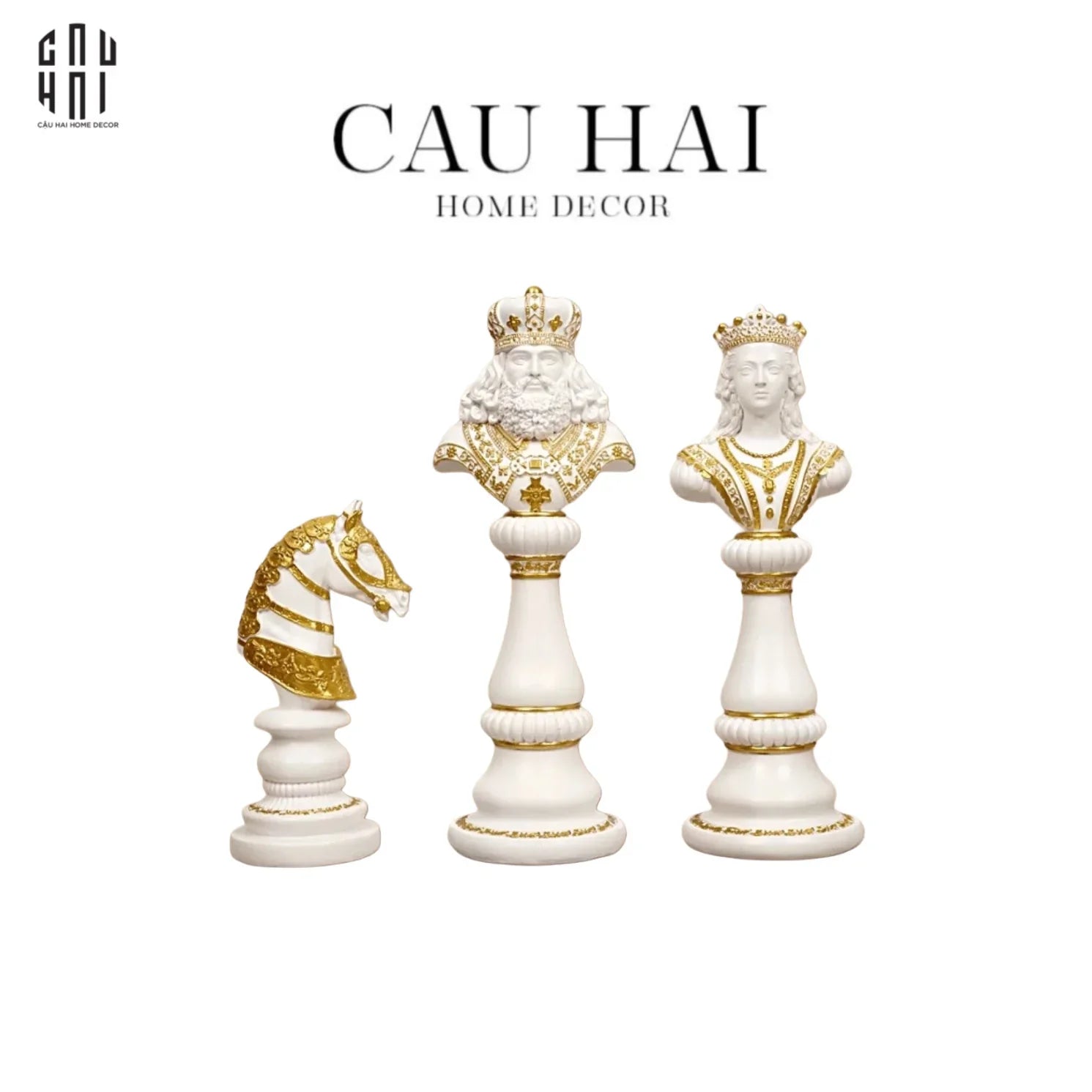 SET 3 TƯỢNG CỜ VUA CHESSBOARD CLASSIQUE MAJESTIC-CẬU HAI HOME DECOR