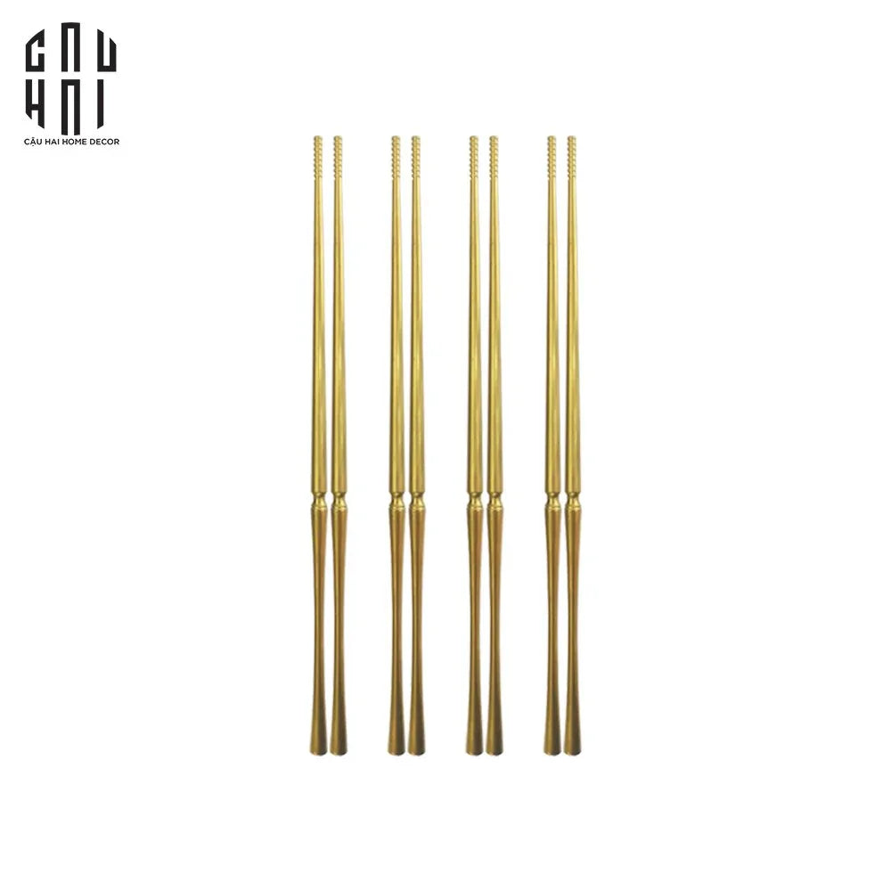 Set 4 Đôi Đũa Arthur - Arthur Matte Gold Chopsticks Set 4Pcs ( Blur )-Dinner Cutlery Set Dao Muỗng Nĩa-Đối tác tại Trung Quốc theo từng đơn đặt hàng-CẬU HAI HOME DECOR