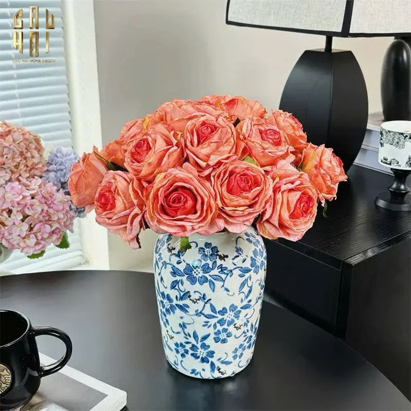 Set 5 Cành Hoa Hồng Monet Garden Rose-Hoa Lụa-Đối tác tại Trung Quốc theo từng đơn đặt hàng-CẬU HAI HOME DECOR