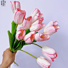 Set 5 Cành Hoa Tulip Hồng Nhạt 46Cm-CẬU HAI HOME DECOR