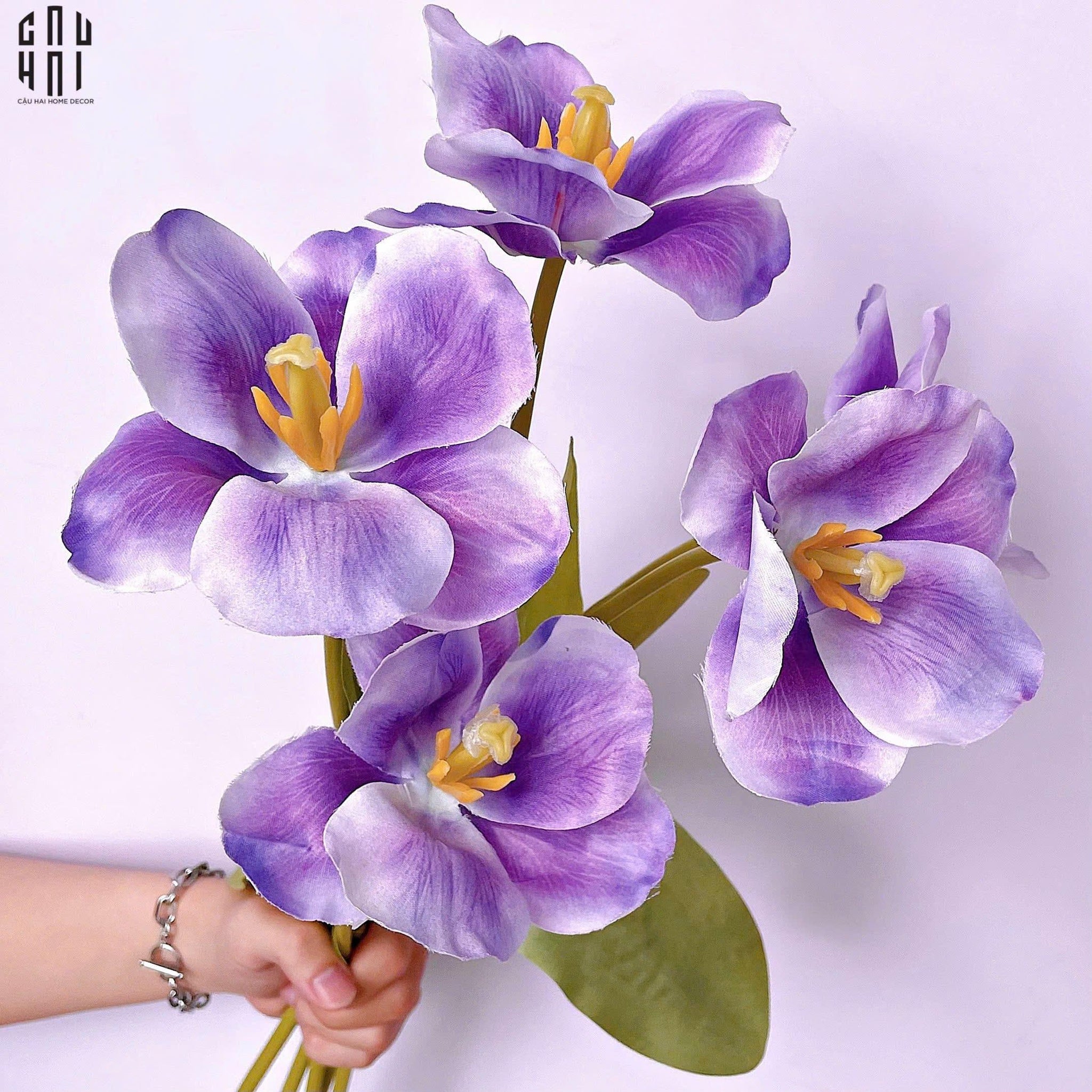 SET 5 CÀNH HOA TULIP NỞ - TÍM - CẬU HAI HOME DECOR