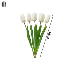 Set 5 Cành Hoa Tulip Trắng 46Cm-CẬU HAI HOME DECOR