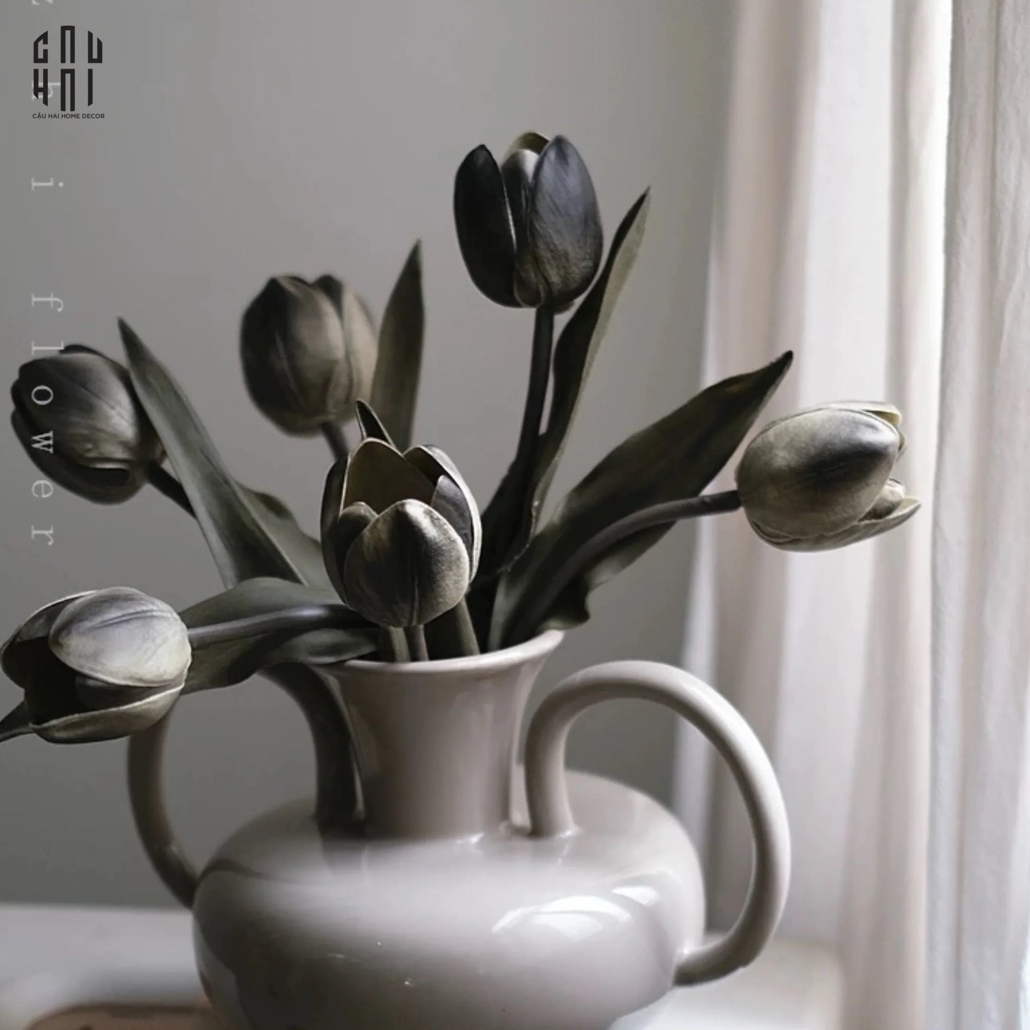 SET 5 CÀNH TULIP LUX - BLACK - CẬU HAI HOME DECOR