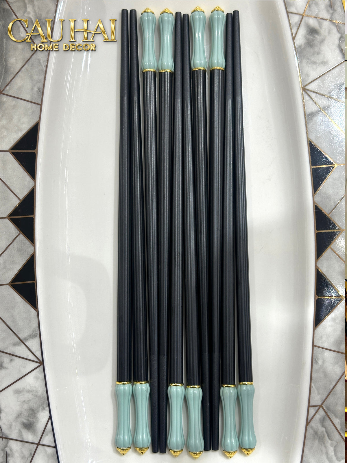 Set 5 Đôi Đũa Sợi Thuỷ Tinh Azure Classic PET Chopsticks 24cm-Dinner Cutlery Set Dao Muỗng Nĩa-Đối tác tại Trung Quốc theo từng đơn đặt hàng-CẬU HAI HOME DECOR