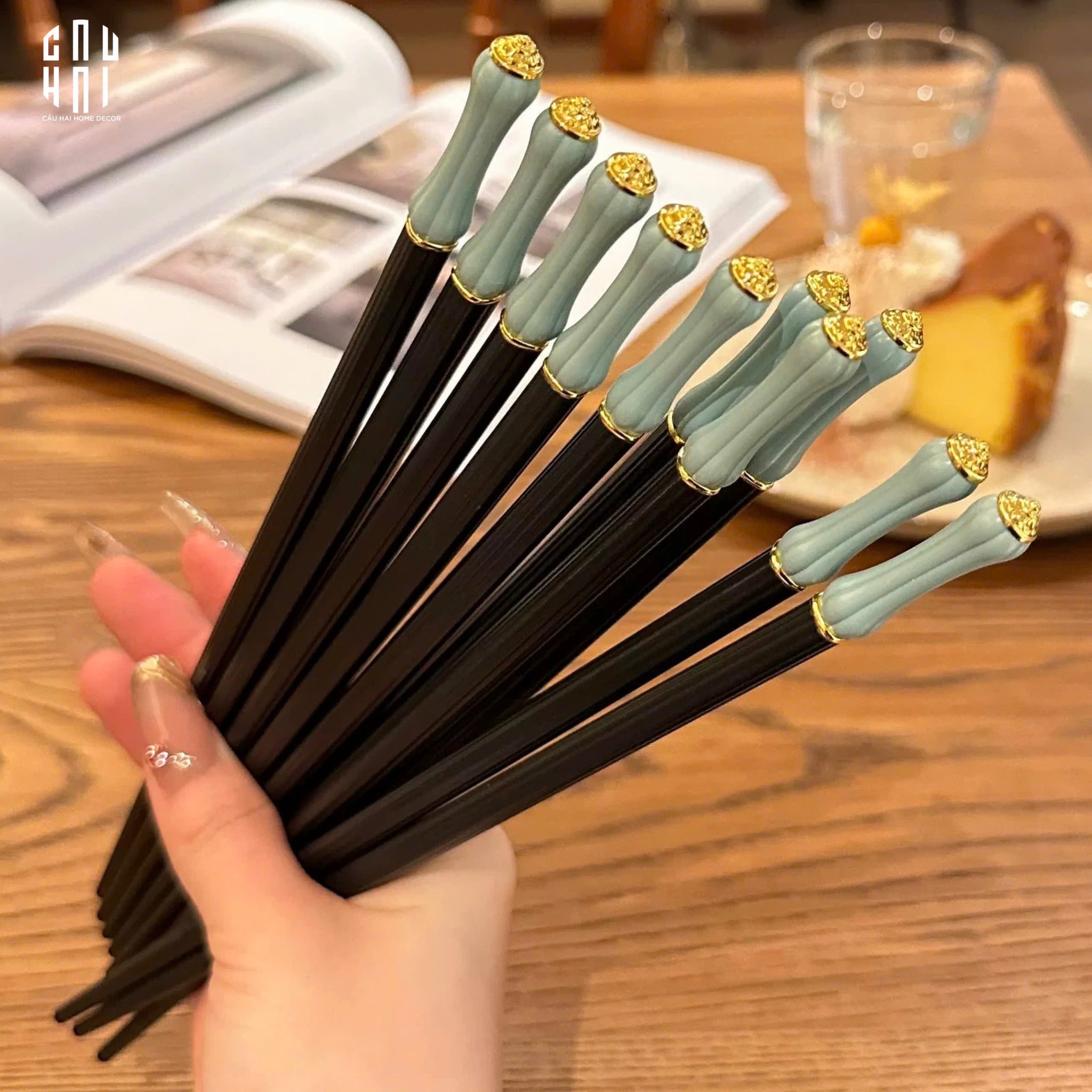 Set 5 Đôi Đũa Sợi Thuỷ Tinh Azure Classic PET Chopsticks 24cm-CẬU HAI HOME DECOR
