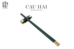 Set 5 Đôi Đũa Sợi Thuỷ Tinh - Emerald Golden Bamboo Chopsticks 24cm-CẬU HAI HOME DECOR