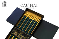Set 5 Đôi Đũa Sợi Thuỷ Tinh - Emerald Golden Bamboo Chopsticks 24cm-CẬU HAI HOME DECOR