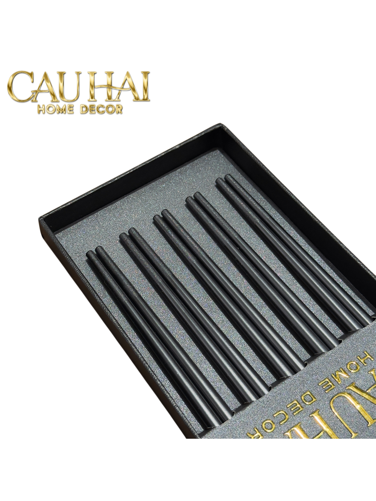 Set 5 Đôi Đũa Sợi Thuỷ Tinh - Facetté Gold Chopsticks 27cm-Dinner Cutlery Set Dao Muỗng Nĩa-Đối tác tại Trung Quốc theo từng đơn đặt hàng-CẬU HAI HOME DECOR