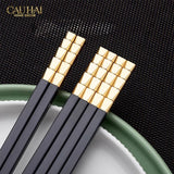 Set 5 Đôi Đũa Sợi Thuỷ Tinh - Facetté Gold Chopsticks 27cm-Dinner Cutlery Set Dao Muỗng Nĩa-Đối tác tại Trung Quốc theo từng đơn đặt hàng-CẬU HAI HOME DECOR