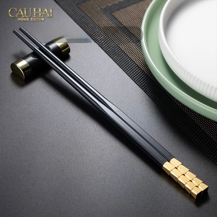 Set 5 Đôi Đũa Sợi Thuỷ Tinh - Facetté Gold Chopsticks 27cm-CẬU HAI HOME DECOR