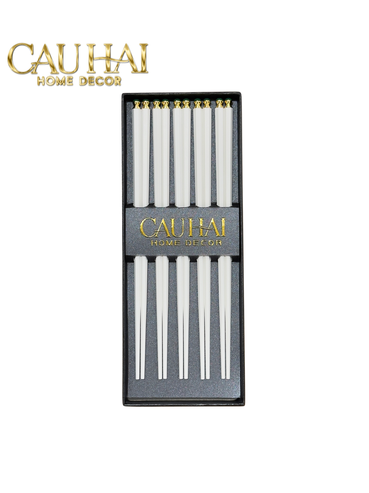 Set 5 Đôi Đũa Sợi Thuỷ Tinh Golden Jade PET Chopsticks 27cm-Dinner Cutlery Set Dao Muỗng Nĩa-Đối tác tại Trung Quốc theo từng đơn đặt hàng-CẬU HAI HOME DECOR