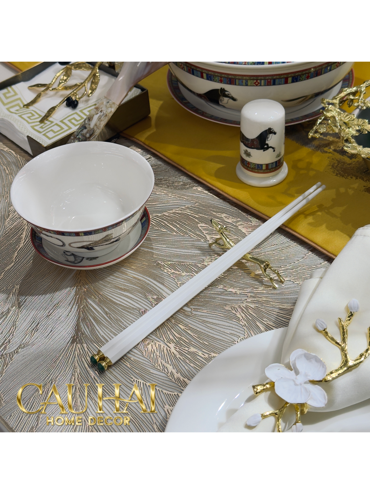 Set 5 Đôi Đũa Sợi Thuỷ Tinh Golden Jade PET Chopsticks 27cm-Dinner Cutlery Set Dao Muỗng Nĩa-Đối tác tại Trung Quốc theo từng đơn đặt hàng-CẬU HAI HOME DECOR