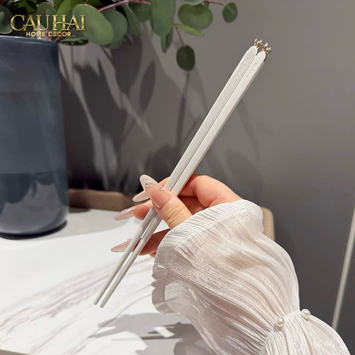 Set 5 Đôi Đũa Sợi Thuỷ Tinh - Love Heart Antibacterial Chopsticks 24cm-Dinner Cutlery Set Dao Muỗng Nĩa-Đối tác tại Trung Quốc theo từng đơn đặt hàng-CẬU HAI HOME DECOR