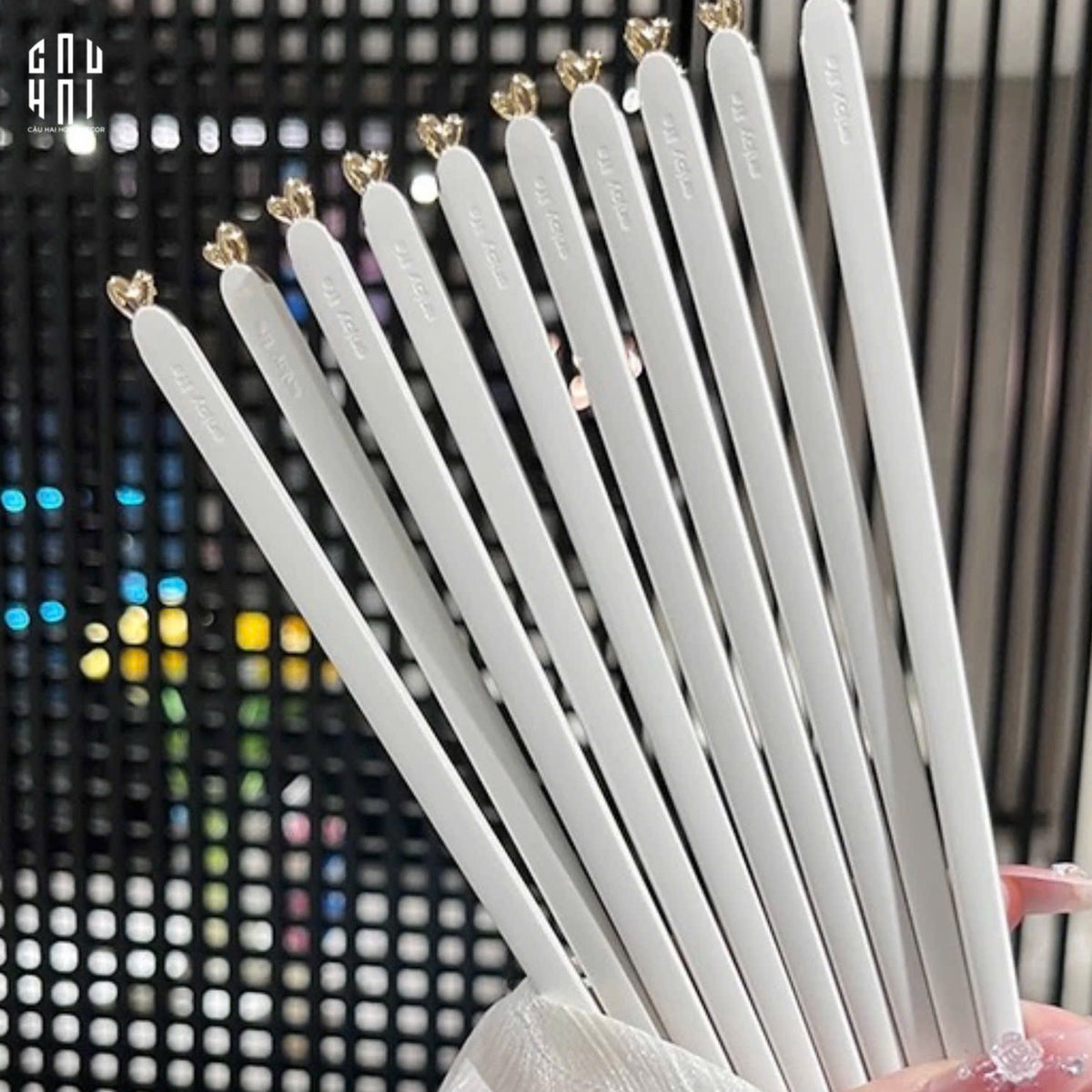 Set 5 Đôi Đũa Sợi Thuỷ Tinh - Love Heart Antibacterial Chopsticks 24cm-Dinner Cutlery Set Dao Muỗng Nĩa-Đối tác tại Trung Quốc theo từng đơn đặt hàng-CẬU HAI HOME DECOR