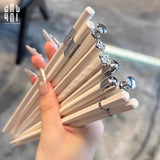 Set 5 Đôi Đũa Sợi Thuỷ Tinh Opal Platinum Monochrome PET Chopsticks 24cm-Dinner Cutlery Set Dao Muỗng Nĩa-Đối tác tại Trung Quốc theo từng đơn đặt hàng-CẬU HAI HOME DECOR