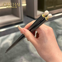 Set 5 Đôi Đũa Sợi Thuỷ Tinh White Pearl Jewelry PET Chopsticks 24.5cm-CẬU HAI HOME DECOR