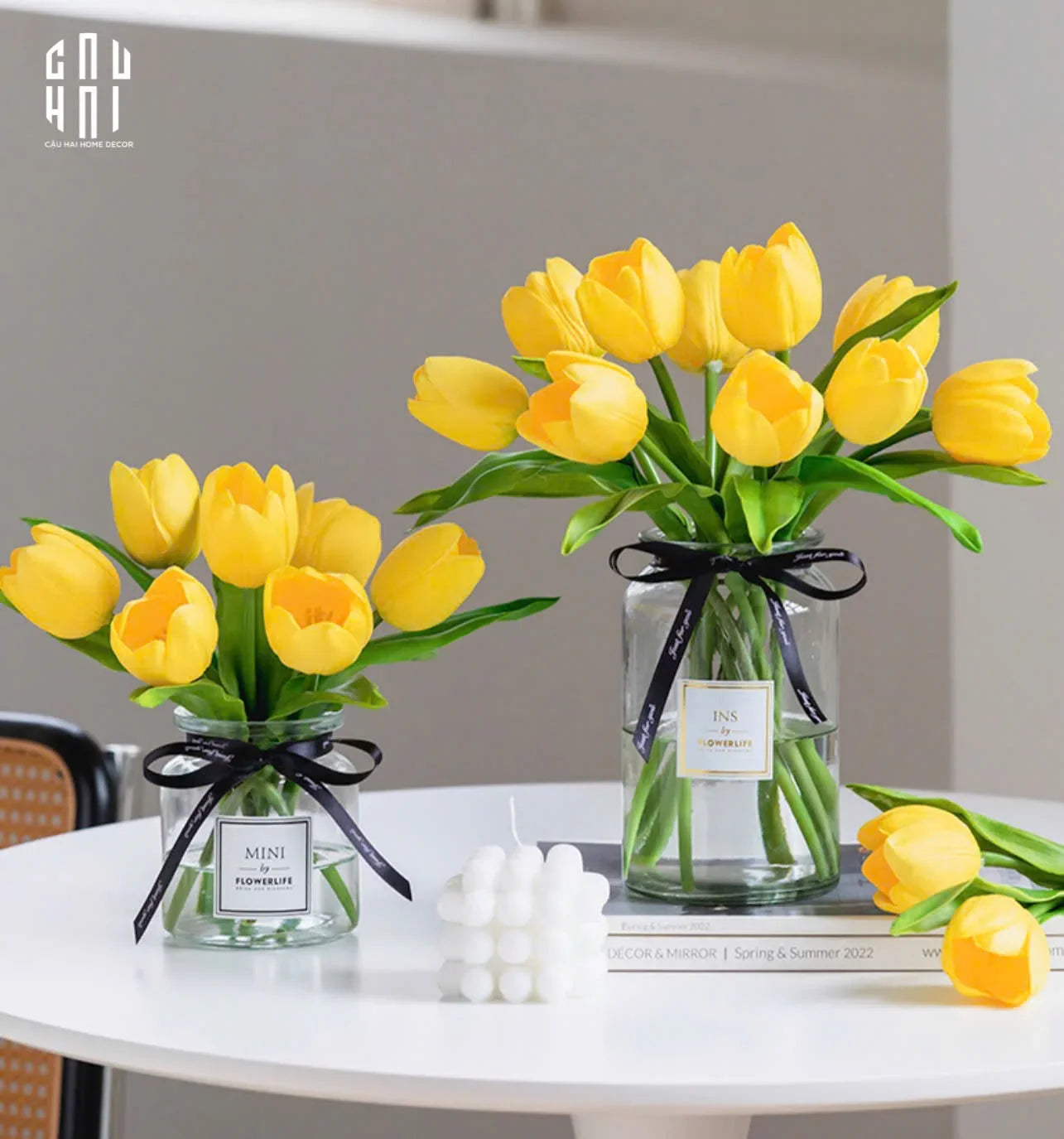 SET 5 HOA TULIP LEMONLIGHT GRACE - CẬU HAI HOME DECOR