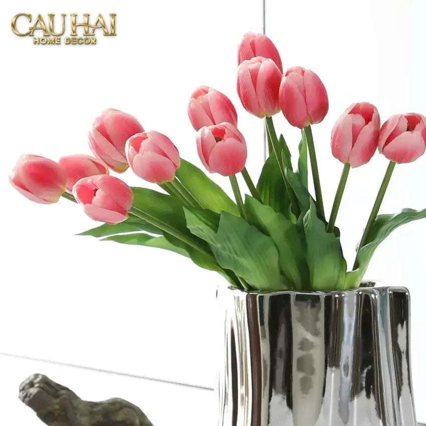 Set 5 Hoa Tulip Softy Mulberry / Sesame / Rouge 35Cm-CẬU HAI HOME DECOR