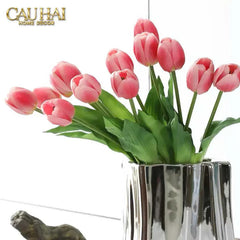 Set 5 Hoa Tulip Softy Mulberry / Sesame / Rouge 35Cm-CẬU HAI HOME DECOR