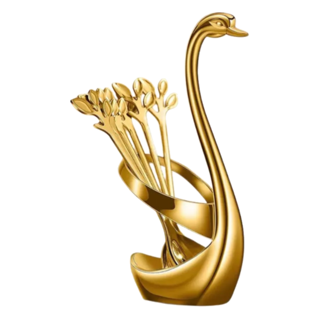 Set 6 Cái Nĩa Dessert Metal Swan Éclat D'Or 6pcs-Dinner Cutlery Set Dao Muỗng Nĩa-CẬU HAI HOME DECOR-CẬU HAI HOME DECOR