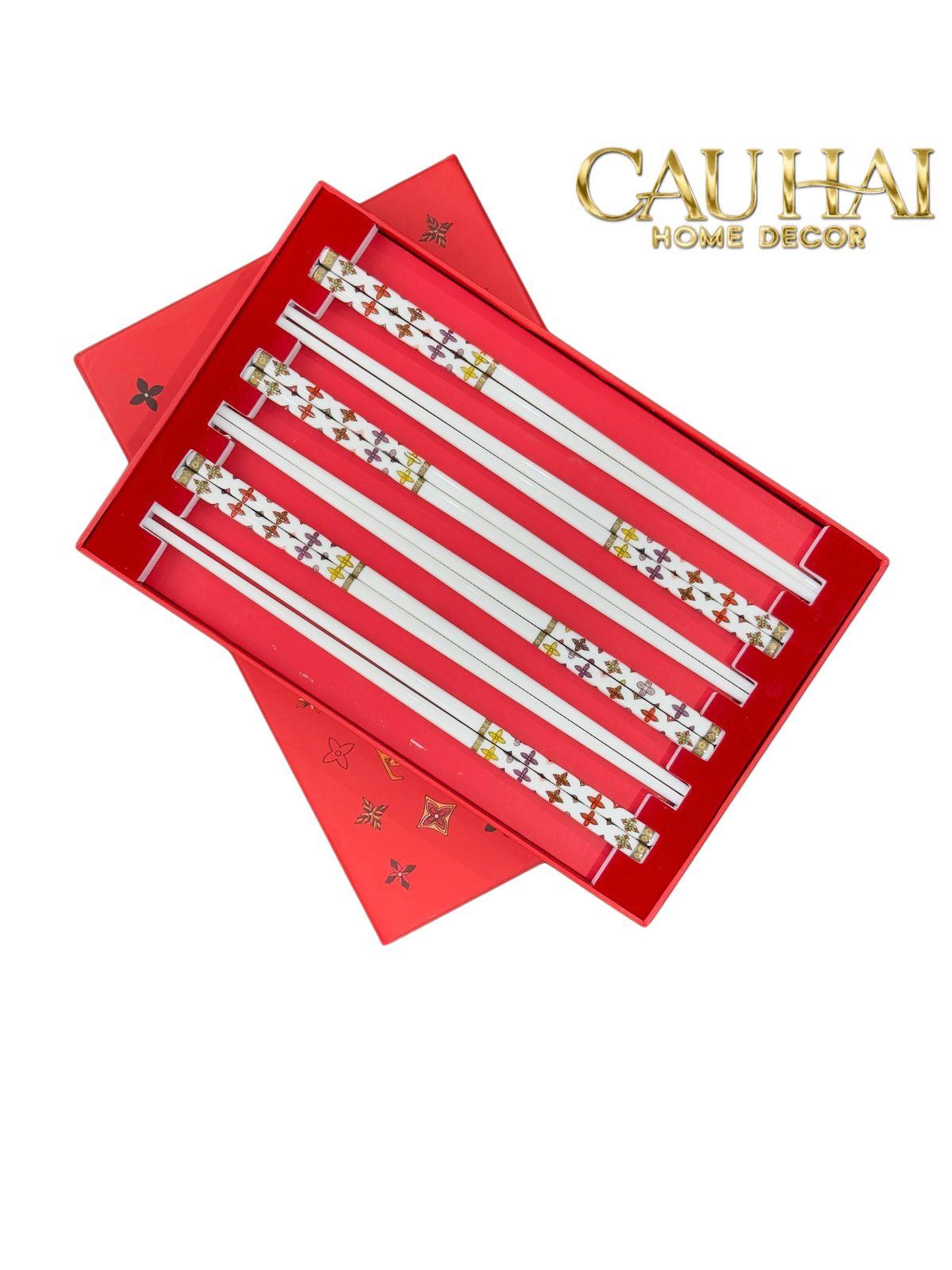 Set 6 Đôi Đũa Sứ Fleur de Monogram New Year Eve Couture Ceramic Chopsticks Set-Dinner Cutlery Set Dao Muỗng Nĩa-Đối tác tại Trung Quốc theo từng đơn đặt hàng-CẬU HAI HOME DECOR
