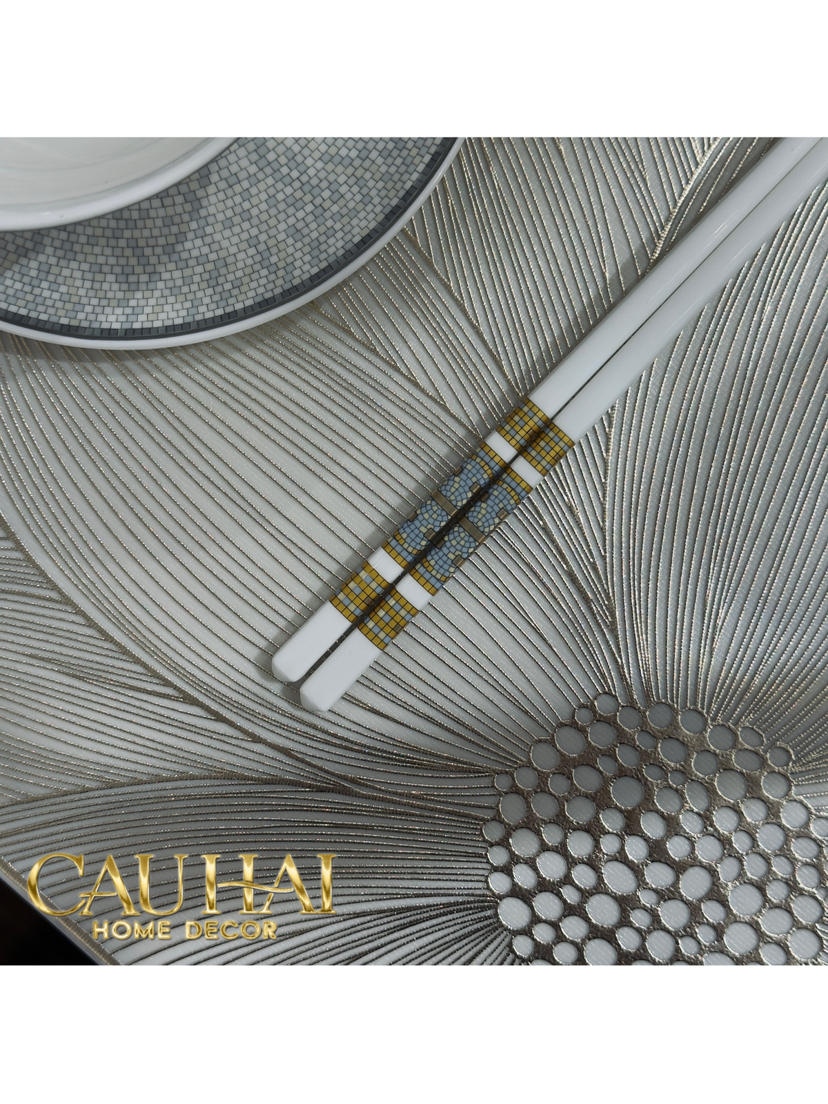 Set 6 Đôi Đũa Sứ H Class Signature H Mosaique Couture Ceramic Chopsticks Set-Dinner Cutlery Set Dao Muỗng Nĩa-Đối tác tại Trung Quốc theo từng đơn đặt hàng-CẬU HAI HOME DECOR
