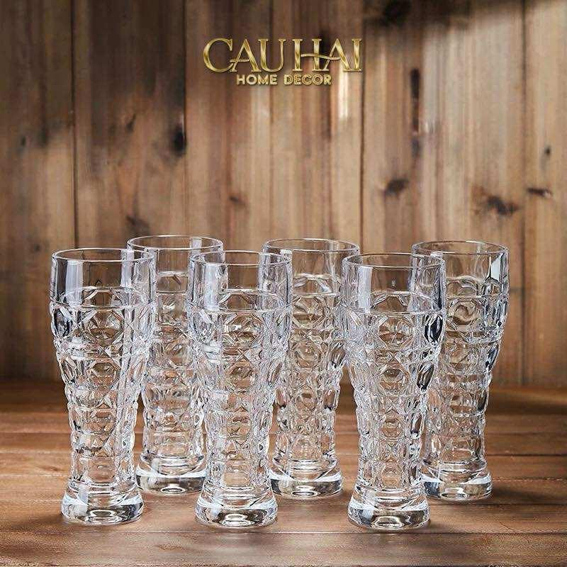 Set 6 Ly Bia Thuỷ Tinh Cristalleries Facetté - Cannage Highball 500Ml-CẬU HAI HOME DECOR