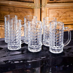 Set 6 Ly Bia Thuỷ Tinh Facetté Cristallerie Atélier - Diamond Craft Mug 500Ml-CẬU HAI HOME DECOR