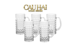 Set 6 Ly Bia Thuỷ Tinh Facetté Cristallerie Atélier - Diamond Craft Mug 500Ml-CẬU HAI HOME DECOR
