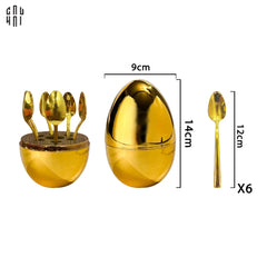 Set 6 Muỗng Tráng Miệng Golden Blossom Egg-CẬU HAI HOME DECOR