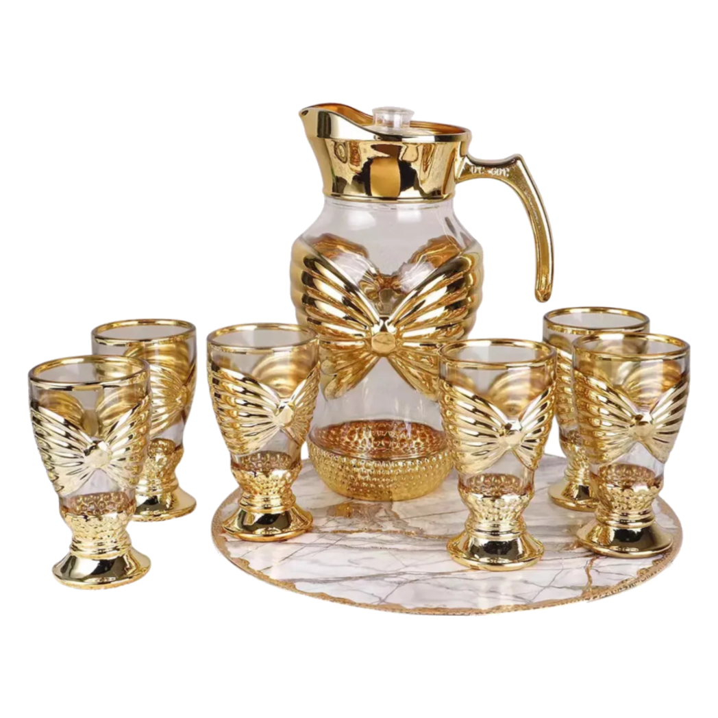 Set Bình Nước Ly Thủy Tinh Papillon Éclat D’Or 7pcs-Set bình nước Carafe & Glassware Ensemble-CẬU HAI HOME DECOR-CẬU HAI HOME DECOR
