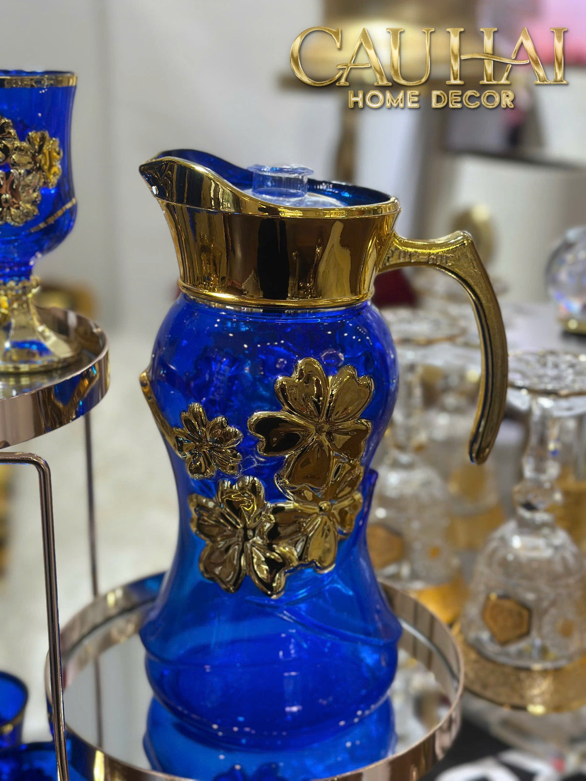 Set Binh Nuoc Thuy Tinh Grand Marquis Bleu Saphir Glass 7pcs-Set bình nước Carafe & Glassware Ensemble-CẬU HAI HOME DECOR-CẬU HAI HOME DECOR