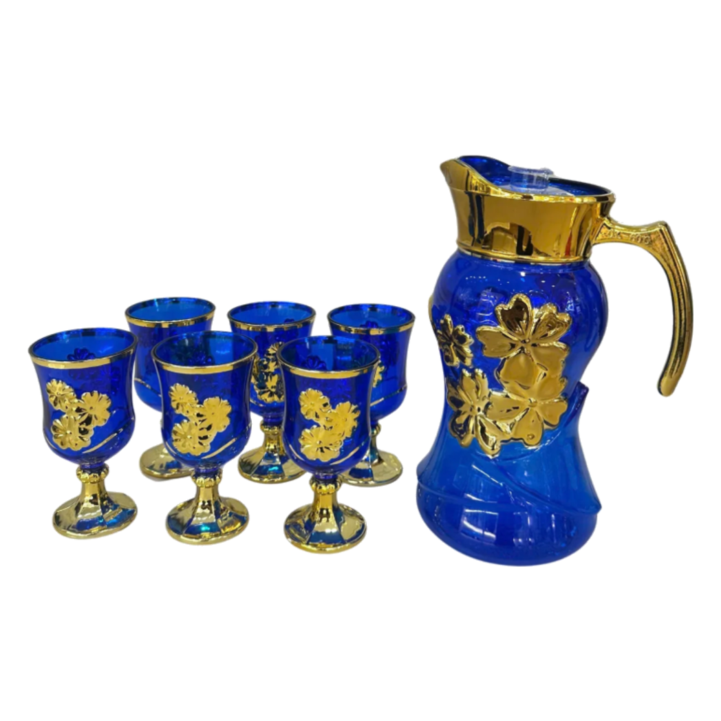Set Binh Nuoc Thuy Tinh Grand Marquis Bleu Saphir Glass 7pcs-Set bình nước Carafe & Glassware Ensemble-CẬU HAI HOME DECOR-CẬU HAI HOME DECOR