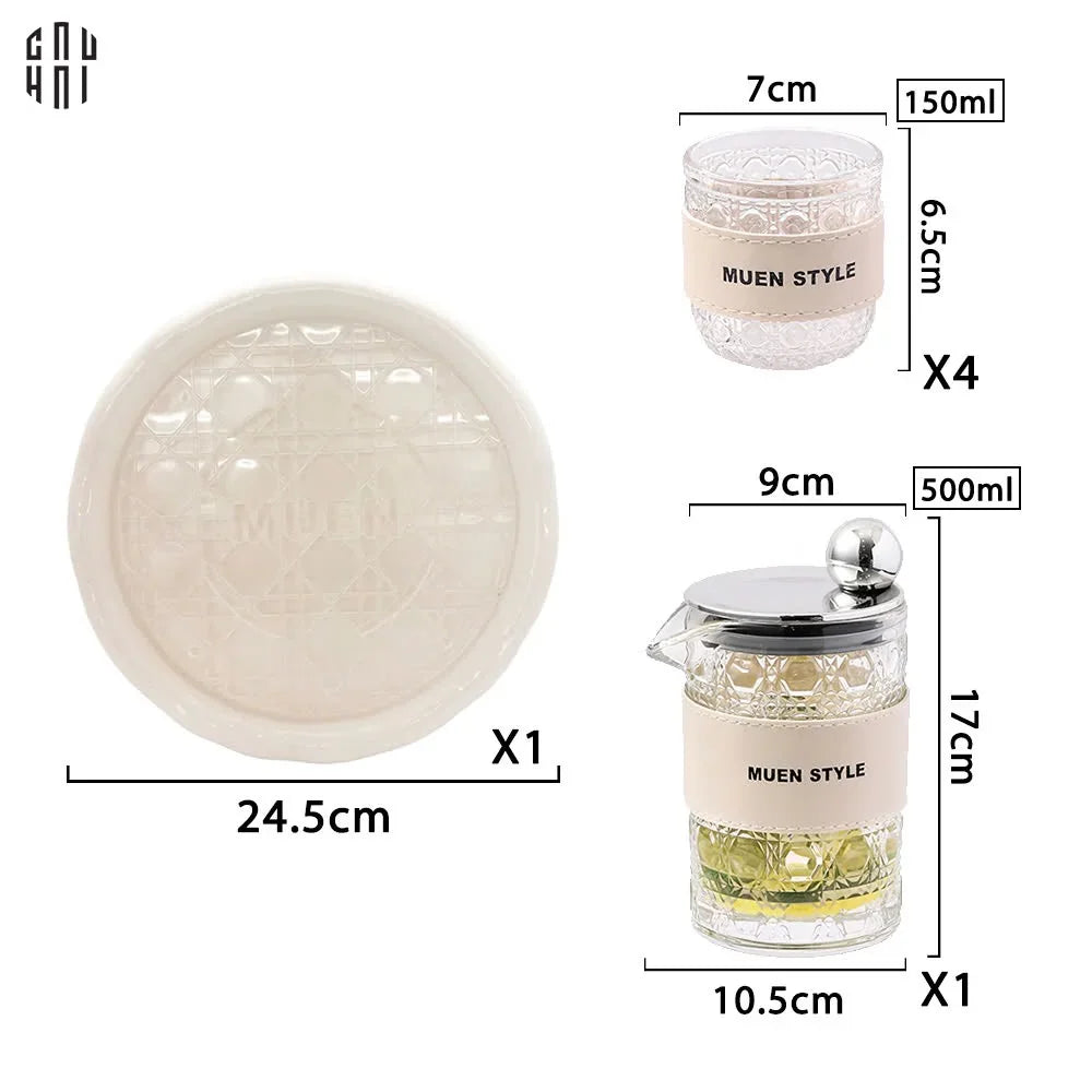 SET BÌNH NƯỚC THUỶ TINH JANIE 6PCS - CẬU HAI HOME DECOR