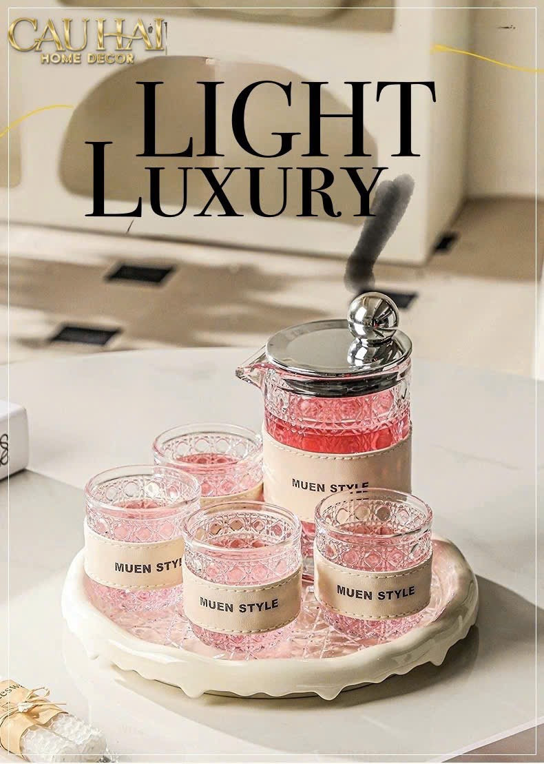 SET BÌNH NƯỚC THUỶ TINH JANIE 6PCS - CẬU HAI HOME DECOR